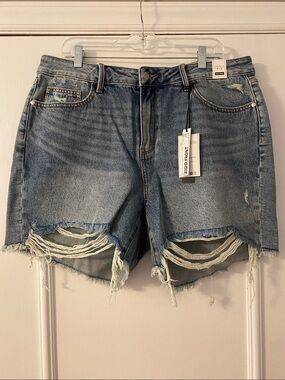 Judy Blue Light Blue Frayed Hem Distressed Denim Shorts